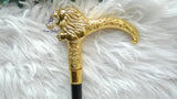 Lion Head Walking Cane | Gold Lion Handle Walking Stick | African Traditional Boy Cane | Royal King Prince Costume Cane | Nigerian Wedding Accessory | Decorative Cane