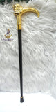 Lion Head Walking Cane | Gold Lion Handle Walking Stick | African Traditional Boy Cane | Royal King Prince Costume Cane | Nigerian Wedding Accessory | Decorative Cane