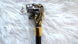 Gold Black Lion Head Walking Stick Cane Walking For Gentle Men | Wedding Groom Staff |Ceremonial Walking Cane