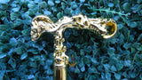 Gold Skull Handle Walking Stick Cane | Igbo Edo Yoruba Traditional Wedding Groom Staff | African Chieftaincy Ceremonial Walking Cane