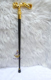 Gold Skull Handle Walking Stick Cane | Igbo Edo Yoruba Traditional Wedding Groom Staff | African Chieftaincy Ceremonial Walking Cane