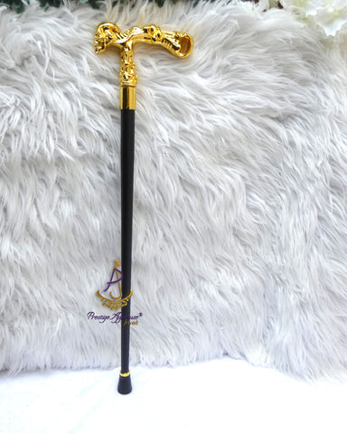 Gold Skull Handle Walking Stick Cane | Igbo Edo Yoruba Traditional Wedding Groom Staff | African Chieftaincy Ceremonial Walking Cane