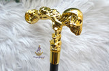 Gold Skull Handle Walking Stick Cane | Igbo Edo Yoruba Traditional Wedding Groom Staff | African Chieftaincy Ceremonial Walking Cane