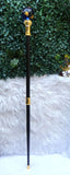 Globe Walking Staff Cane | Gold & Blue Crystal Ball Handle Royal Ceremonial Walking Stick – Decorative, Gentleman's Young Toddler Boy Staff