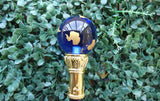 Globe Walking Staff Cane | Gold & Blue Crystal Ball Handle Royal Ceremonial Walking Stick – Decorative, Gentleman's Young Toddler Boy Staff
