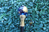 Globe Walking Staff Cane | Gold & Blue Crystal Ball Handle Royal Ceremonial Walking Stick – Decorative, Gentleman's Young Toddler Boy Staff