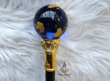Globe Walking Staff Cane | Gold & Blue Crystal Ball Handle Royal Ceremonial Walking Stick – Decorative, Gentleman's Young Toddler Boy Staff