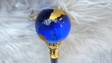 Globe Walking Staff Cane | Gold & Blue Crystal Ball Handle Royal Ceremonial Walking Stick – Decorative, Gentleman's Young Toddler Boy Staff