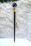 Globe Walking Staff Cane | Gold & Blue Crystal Ball Handle Royal Ceremonial Walking Stick – Decorative, Gentleman's Young Toddler Boy Staff