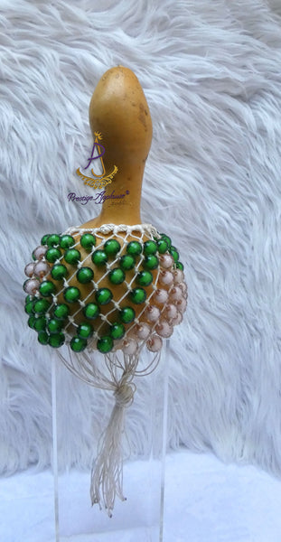Yellow with Pink Nigeria Shekere A Traditional African Percussion Instrument