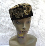 Quality Black Velvet Igbo Men Male Cap Isiagu Traditional Chieftaincy Hat