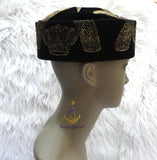 Quality Black Velvet Igbo Men Male Cap Isiagu Traditional Chieftaincy Hat
