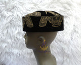 Quality Black Velvet Igbo Men Male Cap Isiagu Traditional Chieftaincy Hat