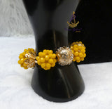 Yellow African Beaded Jewellery Set | Nigerian Wedding Beads | Bridal Statement Necklace Set | Handmade Beaded Necklace, Earrings & Bracelet | Traditional African Jewellery