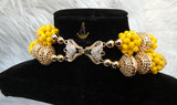 Yellow African Beaded Jewellery Set | Nigerian Wedding Beads | Bridal Statement Necklace Set | Handmade Beaded Necklace, Earrings & Bracelet | Traditional African Jewellery