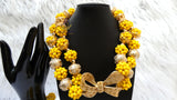 Yellow African Beaded Jewellery Set | Nigerian Wedding Beads | Bridal Statement Necklace Set | Handmade Beaded Necklace, Earrings & Bracelet | Traditional African Jewellery