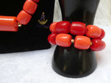 PrestigeApplause Orange Mixed Red Coral Groom Men Women Unisex Couple  Igbo Edo Yoruba  African Beads Necklace Bracelet Jewellery Wedding Set