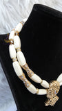 PrestigeApplause African Ivory White Beads Nigerian Traditional Men Women Couple Bridal Wedding Necklace Jewellery Set