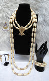 PrestigeApplause African Ivory White Beads Nigerian Traditional Men Women Couple Bridal Wedding Necklace Jewellery Set