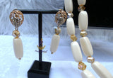 PrestigeApplause African Ivory White Beads Nigerian Traditional Wedding Necklace Jewellery Set