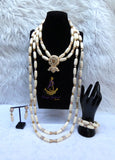 PrestigeApplause African Ivory White Beads Nigerian Traditional Wedding Necklace Jewellery Set
