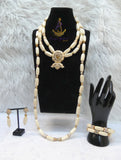 PrestigeApplause African Ivory White Beads Nigerian Traditional Wedding Necklace Jewellery Set