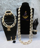 PrestigeApplause African Ivory White Beads Nigerian Traditional Men Women Couple Bridal Wedding Necklace Jewellery Set