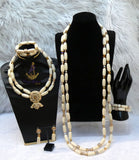PrestigeApplause African Ivory White Beads Nigerian Traditional Men Women Couple Bridal Wedding Necklace Jewellery Set