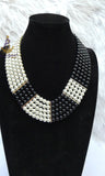 Black Beautiful Multi strand Pearls Necklace Bracelet Jewellery Set