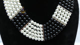 Black Beautiful Multi strand Pearls Necklace Bracelet Jewellery Set