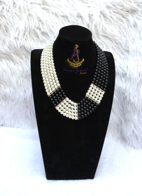 Black Beautiful Multi strand Pearls Necklace Bracelet Jewellery Set