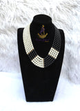 Black Beautiful Multi strand Pearls Necklace Bracelet Jewellery Set