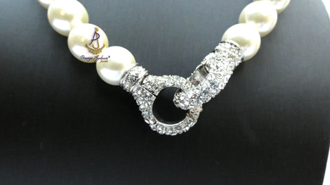 Pearls Cream Off-White Beautiful Bridal Wedding Crystal Party Necklace Jewellery