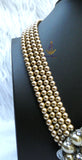 Clearance Gold Pearl 3 Layers Strand Necklace | Crystal Love Statement Necklace | Bridal Jewellery | Wedding Necklace | Gift for Her