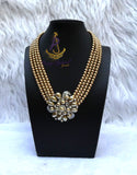 Clearance Gold Pearl 3 Layers Strand Necklace | Crystal Love Statement Necklace | Bridal Jewellery | Wedding Necklace | Gift for Her