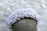 White Coral Beaded Statement Headband, Wedding Hair Accessory, Embellished Wide Hairband, Wedding Guest Headpiece