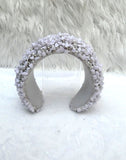 White Coral Beaded Statement Headband, Wedding Hair Accessory, Embellished Wide Hairband, Wedding Guest Headpiece