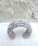 White Coral Beaded Statement Headband, Wedding Hair Accessory, Embellished Wide Hairband, Wedding Guest Headpiece