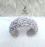 White Coral Beaded Statement Headband, Wedding Hair Accessory, Embellished Wide Hairband, Wedding Guest Headpiece