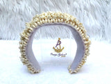 Cream off-White Coral Beaded Statement Headband, Wedding Hair Accessory, Embellished Wide Hairband, Wedding Guest Headpiece