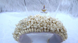 Cream off-White Coral Beaded Statement Headband, Wedding Hair Accessory, Embellished Wide Hairband, Wedding Guest Headpiece