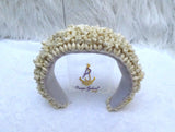 Cream off-White Coral Beaded Statement Headband, Wedding Hair Accessory, Embellished Wide Hairband, Wedding Guest Headpiece