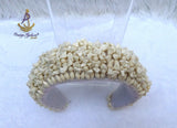 Cream off-White Coral Beaded Statement Headband, Wedding Hair Accessory, Embellished Wide Hairband, Wedding Guest Headpiece