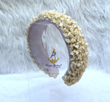Cream off-White Coral Beaded Statement Headband, Wedding Hair Accessory, Embellished Wide Hairband, Wedding Guest Headpiece