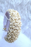 Cream off-White Coral Beaded Statement Headband, Wedding Hair Accessory, Embellished Wide Hairband, Wedding Guest Headpiece