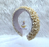 Cream off-White Coral Beaded Statement Headband, Wedding Hair Accessory, Embellished Wide Hairband, Wedding Guest Headpiece