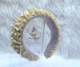 Cream off-White Coral Beaded Statement Headband, Wedding Hair Accessory, Embellished Wide Hairband, Wedding Guest Headpiece