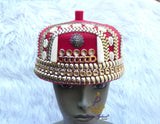 Igbo Red Chief Cap, Beaded Cowrie Ceremonial Hat | Nigerian Traditional Wear