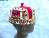 Igbo Red Chief Cap, Beaded Cowrie Ceremonial Hat | Nigerian Traditional Wear