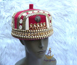 Igbo Red Chief Cap, Beaded Cowrie Ceremonial Hat | Nigerian Traditional Wear